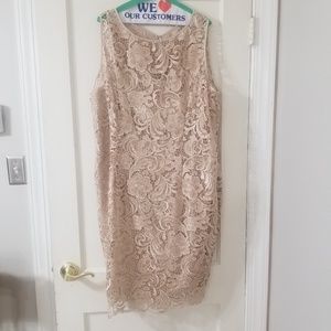 Adrianna Papell Mid Length Sheath Embroidery Dress